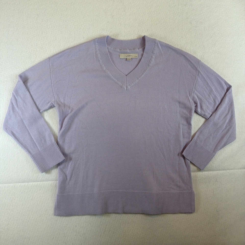 LOFT Women's Sweater Size Medium Petite Lavender Purple Pullover